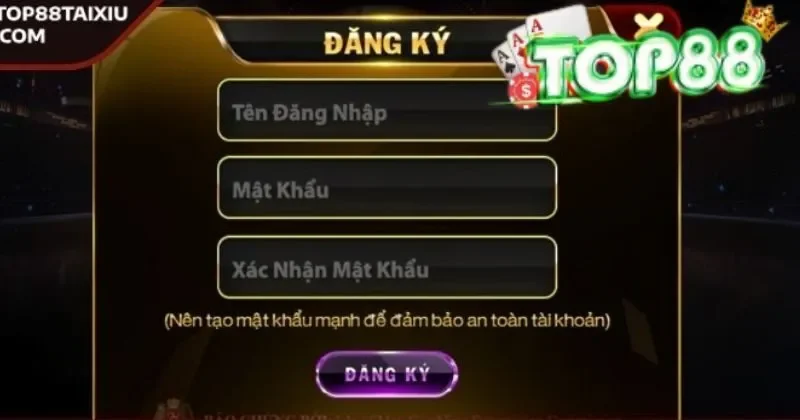 Giao diện đăng ký Top88